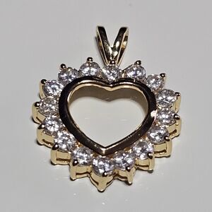 HAN 925 Yellow Gold Over Sterling Silver Vermeil CZ Heart Pendant